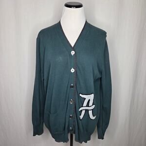 Golden Goose V Neck Varsity Monogram A Logo Button Up Cardigan Sweater Large